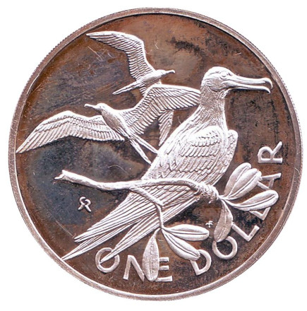 Монета 1 доллар. 1973 год, Британские Виргинские острова. Великолепный фрегат.