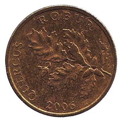 Монета 5 лип. 2006 год, Хорватия. Дуб черешчатый.
