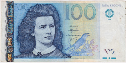 Банкнота 100 крон. 1999 год, Эстония.