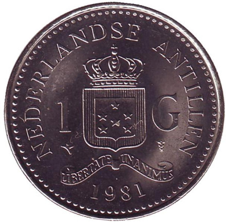 Монета 1 гульден. 1981 год, Нидерландские Антильские острова. aUNC.
