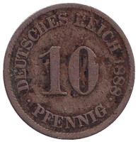 10 пфеннигов. 1888 (J) год, Германская империя.