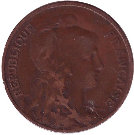 Монета 10 сантимов. 1910 год, Франция. Монета 10 сантимов. 1910 год, Франция.