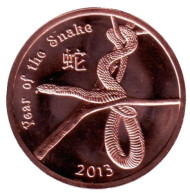 Год змеи. Монетовидный жетон. Унция меди 999.  Год змеи. Монетовидный жетон. Унция меди 999.