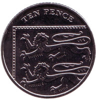 Монета 10 пенсов. 2016 год, Великобритания. 