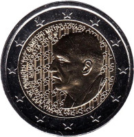 Димитрис Митропулос. Монета 2 евро. 2016 год, Греция.