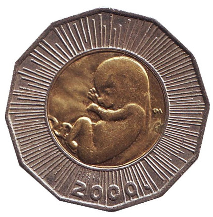Монета 25 кун. 2000 год, Хорватия. Миллениум. Рождение нового тысячелетия.