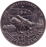 200 лет независимости США. Монета 1 тала. 1976 год, Самоа.