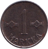 Монета 1 марка. 1952 год, Финляндия. (Железо)