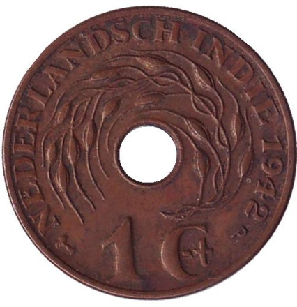 Монета 1 цент. 1942 год, Нидерландская Индия.
