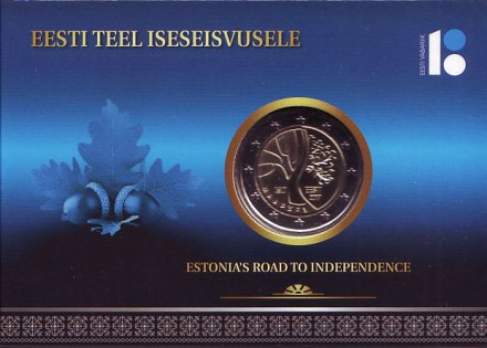 Монета 2 евро. 2017 год, Эстония. (в буклете) Путь Эстонии к независимости. (100-летие независимости).