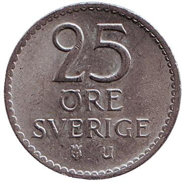 Монета 25 эре. 1968 год, Швеция.