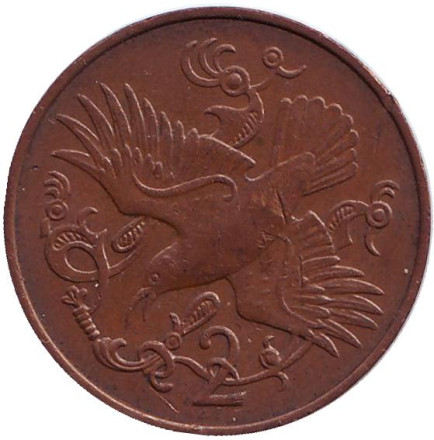 Монета 2 пенса. 1981 год (AB), Остров Мэн. Птица.