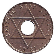 Монета 1 пенни. 1937 год, Британская Западная Африка. (H). Монета 1 пенни. 1937 год, Британская Западная Африка. (H).
