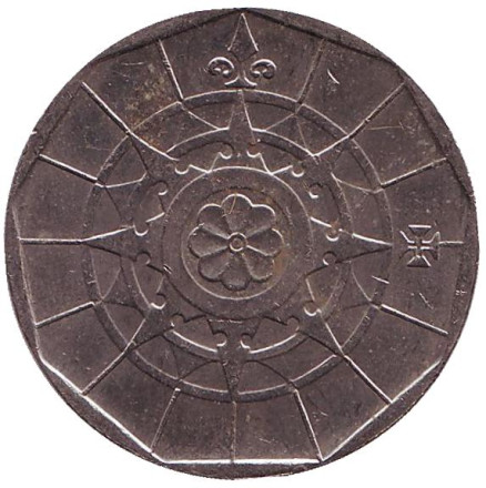 Монета 20 эскудо. 2000 год, Португалия. Роза ветров.