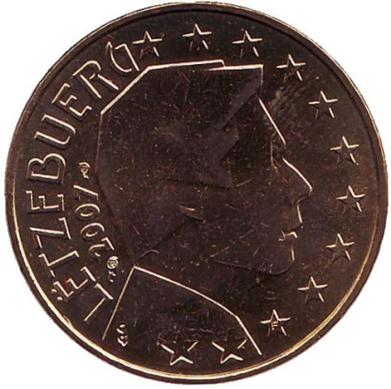 Монета 50 центов. 2007 год, Люксембург.