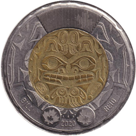 Монета 2 доллара. 2020 год, Канада. 100 лет со дня рождения Билла Рида.