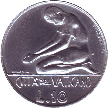 Монета 10 лир. 1978 год, Ватикан.