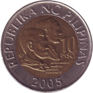 Монета 10 песо. 2005 год, Филиппины. Монета 10 песо. 2005 год, Филиппины.