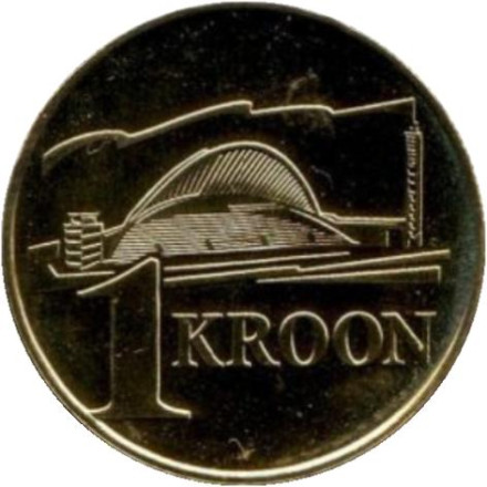 Монета 1 крона, 1999 год, Эстония. (буклет) 130-летие Песенного фестиваля, Эстония.