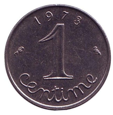 Монета 1 сантим. 1973 год, Франция. ("Роса").