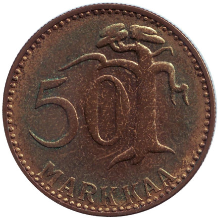 Монета 50 марок. 1961 год, Финляндия.