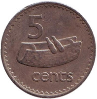 Фиджийский барабан (лали). Монета 5 центов. 1978 год, Фиджи. 