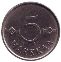 Монета 5 марок. 1962 год, Финляндия.
