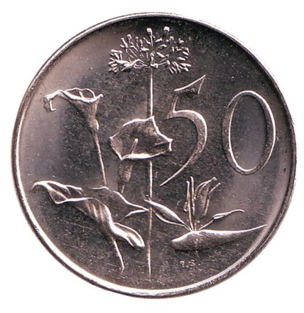 Монета 50 центов. 1974 год, ЮАР. UNC. Цветы.