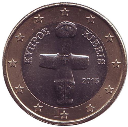 Монета 1 евро. 2015 год, Кипр.