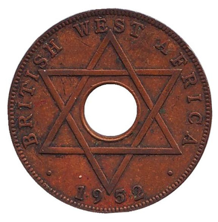 Монета 1/2 пенни. 1952 год ("KN"), Британская Западная Африка