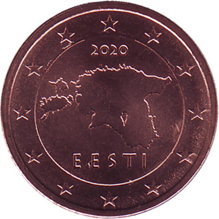 Монета 2 цента. 2020 год, Эстония.