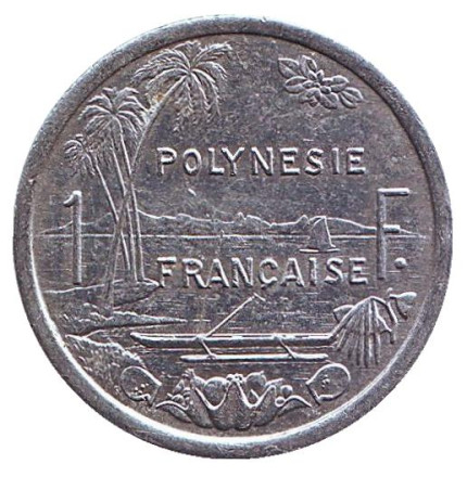 Монета 1 франк. 1996 год, Французская Полинезия.