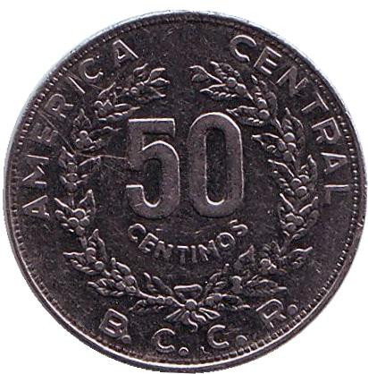Монета 50 сантимов. 1983 год, Коста-Рика.