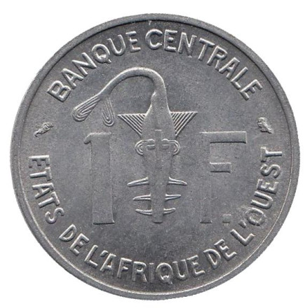 Монета 1 франк. 1967 год, Западные Африканские штаты.