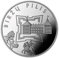Монета 50 литов. 2010 год, Литва. Биржайский замок.