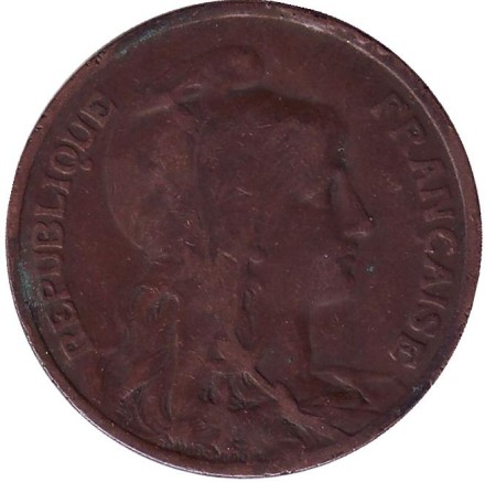 Монета 10 сантимов. 1913 год, Франция. Монета 10 сантимов. 1913 год, Франция.