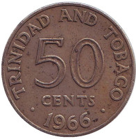 Монета 50 центов. 1966 год, Тринидад и Тобаго.