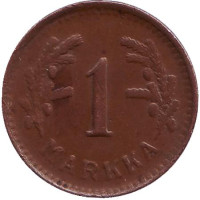 1 марка. 1951 год (медь), Финляндия. 