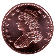 5 центов 1830-х. Монетовидный жетон. Унция меди 999, США. 5 центов 1830-х. Монетовидный жетон. Унция меди 999, США.