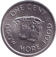 ФАО. Корова. Монета 1 цент. 1972 год, Сейшелы.