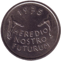 Защита памятников. Монета 5 франков. 1975 год, Швейцария.