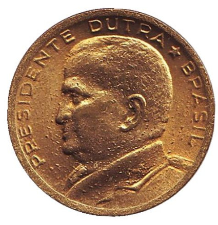Монета 50 сентаво. 1956 год, Бразилия. UNC. Эурику Гаспар Дутра.