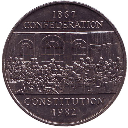 Монета 1 доллар. 1982 год, Канада. 115 лет конституции Канады.