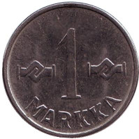 Монета 1 марка. 1956 год, Финляндия.