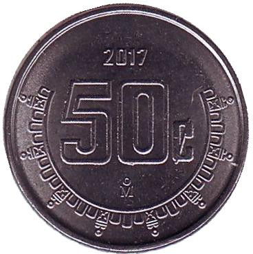 Монета 50 сентаво. 2017 год, Мексика.