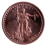 Шагающая свобода (тип 1). Монетовидный жетон. Унция меди 999. США. Шагающая свобода (тип 1). Монетовидный жетон. Унция меди 999. США.
