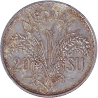 Монета 20 су. 1953 год, Южный Вьетнам. 