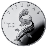 Вьюн обыкновенный. Монета 50 литов. 2010 год, Литва.
