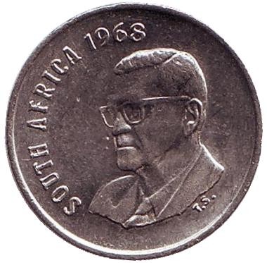 Монета 5 центов. 1968 год, ЮАР. (South Africa) Окончание президентства Чарльза Сварта. Африканская красавка. Монета 5 центов. 1968 год, ЮАР. (South Africa) Окончание президентства Чарльза Сварта. Африканская красавка.