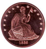 Доллар Гобрехта. Монетовидный жетон. Унция меди 999, США. Доллар Гобрехта. Монетовидный жетон. Унция меди 999, США.